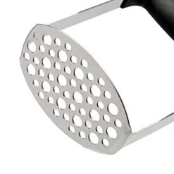 Heavy Duty Stainless Steel Masher, Broad And Ergonomic Horizontal, Fine Plate For Smooth Mashed Potatoes, Soft Grip And Non-Slip Handle, Stainless, Black -Peugeot Shop 41LMZ03pQHL