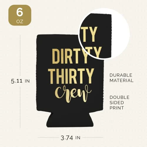 Irty Thirty Crew Can Coolers, 30th Birthday Party Coolies, Set Of 12, Black/White And Gold Thirtieth Birthday Cup Coolers, Perfect For Birthday Parties, Birthday Decorations (Black, Regular) 4 Irty Thirty Crew Can Coolers, 30th Birthday Party Coolies, Set Of 12, Black/White And Gold Thirtieth Birthday Cup Coolers, Perfect For Birthday Parties, Birthday Decorations (Black, Regular) - Image 4