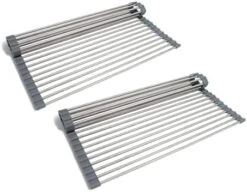 Oll Up Dish Rack- Over The Sink Mat For Drying Dishes - Silicone Wrapped Stainless Steel Rods (15" X 17.5") - Versatile Roll Up Trivet & Dish Drying Rack For Kitchen -Peugeot Shop 41LQUN35E1L. AC