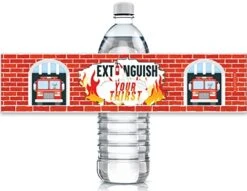 Firefighter Birthday Water Bottle Labels - 24 Stickers