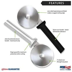 Ada Cutlery Pizza Cutter 3 Inch Stainless Steel Wheel With Aluminum Made In The USA, Silver Handle -Peugeot Shop 41LXLiSAlZL
