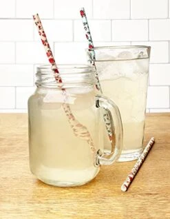 Floral Paper Straws (75 Pack, Pink, Blue, Yellow) Vintage Flower & Rose Designs, Biodegradable Eco Friendly Disposable Party Straws For Party & Events By JPACO -Peugeot Shop 41LXMjT3t3L