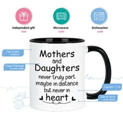 Gifts For Mom, Mom Mothers Day Christmas Gifts, Mom Gifts From Daughters, Birthday Gifts For Mom, Mothers And Daughters Never Truly Part Mug, Mom Coffee Mug, Ceramic Mom Cup 11 Oz -Peugeot Shop 41LausOl2AL