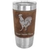 20oz Vacuum Insulated Tumbler Mug, Rooster, Personalized Engraving Included (Faux Leather, Rustic)