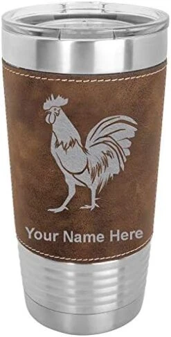 20oz Vacuum Insulated Tumbler Mug, Rooster, Personalized Engraving Included (Faux Leather, Rustic) -Peugeot Shop 41Le3yoPFcL. AC