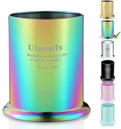 Rainbow Utensil Holder, Berglander Stainless Steel Titanium Colorful Plating Kitchen Utensil Holders For Countertop, Utensil Caddy, Utensil Crock Kitchen Utensil Organizer (Rainbow) -Peugeot Shop 41LfoNiIhTS. AC