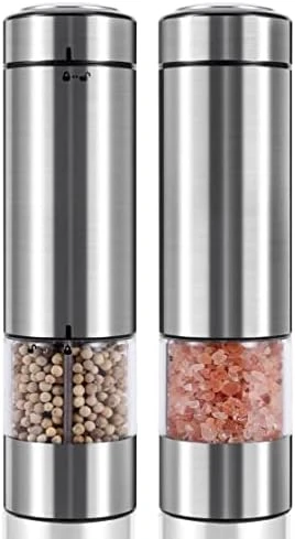 Electric Salt And Pepper Grinder Battery Operated| Stainless Steel Auto Pepper Mill Grinder Refillable| One Hand Operation| LED Light| Adjustable Coarseness| 1 Pack 6 Electric Salt And Pepper Grinder Battery Operated| Stainless Steel Auto Pepper Mill Grinder Refillable| One Hand Operation| LED Light| Adjustable Coarseness| 1 Pack - Image 6