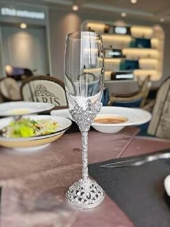 Champagne Flutes - Crystal Glass Metal Base With Crystal Stones, Set Of 2 Toasting Flute Pair, Wedding Anniversary Party Birthday Banquets And Gifts For Bride And Groom7oz -Peugeot Shop 41LhKlUEqMS