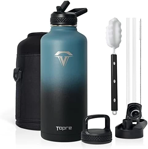 64 Oz Insulated Water Bottle, Half Gallon Vacuum Stainless Steel Sports Water Jug With 3 Lids & Brush, BPA-free Reusable Double Walled Thermos Mug Gym Keg For Sports Outdoor Camping, Black 11 64 Oz Insulated Water Bottle, Half Gallon Vacuum Stainless Steel Sports Water Jug With 3 Lids & Brush, BPA-free Reusable Double Walled Thermos Mug Gym Keg For Sports Outdoor Camping, Black - Image 11