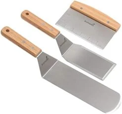 Professional Metal Spatula Set - Stainless Steel Spatula And Griddle Scraper - Heavy Spatula Griddle Accessories Great For Cast Iron Griddle BBQ Flat Top Grill - Commercial Grade -Peugeot Shop 41Lz50 PIvL. AC