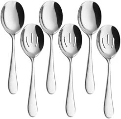 Erving Spoons X 3, Slotted Spoons X 3, AOOSY 8.7 Inches Utility Advanced Performance Skimmer Perforated, 8 3/4" Stainless Steel Serving Spoons Set For Buffet Can Banquet Cooking Kitchen Basics -Peugeot Shop 41M 8FfF74L. AC