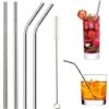 Wholesale 25 Piece Set Stainless Steel Straws Ultra Long 10.5 Inch Drinking Metal Straws Reusable Drinking Straws For 20 30 OZ (10 Straight | 10 Bent | 5 Brushes)