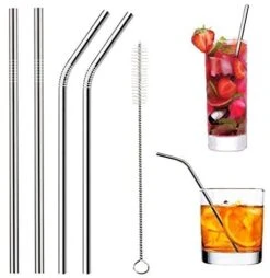Wholesale 25 Piece Set Stainless Steel Straws Ultra Long 10.5 Inch Drinking Metal Straws Reusable Drinking Straws For 20 30 OZ (10 Straight | 10 Bent | 5 Brushes)