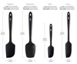 I ORO Silicone Spatula Set - Rubber Kitchen Spatulas For Baking, Cooking, & Mixing - 600°F Heat-Resistant & BPA Free Silicone Scraper Spatulas For Nonstick Cookware - Dishwasher Safe (4pc, Black) -Peugeot Shop 41M2hHKr24L