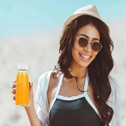 4 OZ Plastic Juice Bottles With White Lid, Reusable Clear Bulk Beverage Containers For Juice, Milk And Other Homemade Beverages, 6 Pcs. -Peugeot Shop 41M4DlhmATL
