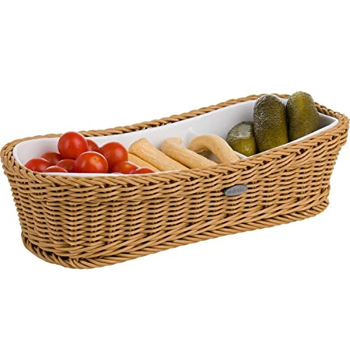 Westmark Saleen Rectangular Wicker Basket With Porcelain Insert, 315 X 135 X 75 Cm, Beige 1 Westmark Saleen Rectangular Wicker Basket With Porcelain Insert, 315 X 135 X 75 Cm, Beige