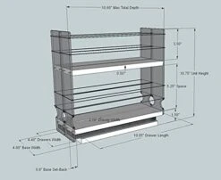 Vertical Spice - 22x2x11 DC - Spice Rack - Fits Narrow Space W/2 Drawers & 2 Tiers - 20 Spice Capacity - Easy Install - Size: 4.6" Wide X 10.75" Tall X 10.6" Depth - Made In USA 11 Vertical Spice - 22x2x11 DC - Spice Rack - Fits Narrow Space W/2 Drawers & 2 Tiers - 20 Spice Capacity - Easy Install - Size: 4.6" Wide X 10.75" Tall X 10.6" Depth - Made In USA -Peugeot Shop 41M7GVvrVtL