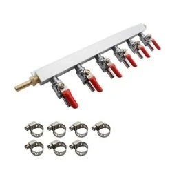 Gas Manifold, Beer Gas Distributor, Air Distributor CO2 Manifold - Splitter 5/16" Barb Fittings (6 Way 5/16" Barb)