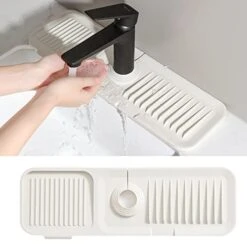 Silicone Faucet Splash Guard Kitchen Faucet Handle Water Catcher Mat Bathroom Sink Drip Protector Lengthen Tray