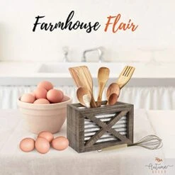 Autumn Alley Barn Door Rustic Kitchen Utensil Holder- Farmhouse Wooden Kitchen Utensil Holder- Galvanized Accents- Rustic Kitchen Decor- Farmhouse Details Add Charm To Your Country Kitchen -Peugeot Shop 41MHwdAJrlL