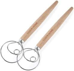 Pack Of 2 Danish Dough Whisk Blender Dutch Bread Whisk Hook Wooden Hand Mixer Bread Baking Tools For Cake Bread Pizza Pastry Biscuits Tool Stainless Steel Ring 13.5 Inches 0.22 Lb/pcs -Peugeot Shop 41MIFf6qTcL. AC
