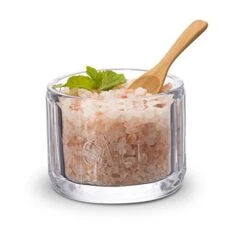 Glass Salt Cellar, With Glass Lid, Embossed Pressed Glass, Clear Storage Container, For Coffee, Sugar, Spices And Candies, Dishwasher Safe, 10 Oz