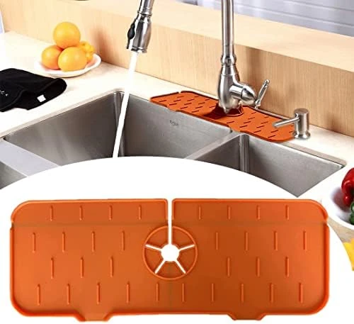 LYOWL Silicone Sink Faucet Mat, Sink Splash Guard Drip Catcher For Sink Faucet, Water Draining Pads Behind Faucet For Kitchen, Bathroom And RV, (Black)… 6 LYOWL Silicone Sink Faucet Mat, Sink Splash Guard Drip Catcher For Sink Faucet, Water Draining Pads Behind Faucet For Kitchen, Bathroom And RV, (Black)… - Image 6