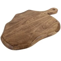 Wooden Cutting Board With Handle | Mango Wood Leaf Shape | Chopping, Prep, Serve Board | Charcuterie Platter - 17" X 10.5"