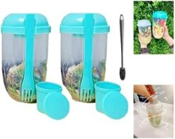 Zkosieng 2022 Keep Fit Salad Meal Shaker Cup With Fork And Dressing Holder, Fresh Washing Brush, Health Container, Portable Vegetable Breakfast To Take Away. (E-Pink+Green), 7.48×4.33×4.33in -Peugeot Shop 41MVJHEkgoL. AC