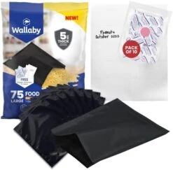 75x Wallaby 1-Gallon Mylar Bag Bundle - (5 Mil - 10" X 14") Mylar Bags, 80x 400cc Oxygen Absorbers, 80x Labels - Heat Sealable, Food Safe, & Reliable Long Term-Food Storage Solutions - Silver 14 75x Wallaby 1-Gallon Mylar Bag Bundle - (5 Mil - 10" X 14") Mylar Bags, 80x 400cc Oxygen Absorbers, 80x Labels - Heat Sealable, Food Safe, & Reliable Long Term-Food Storage Solutions - Silver -Peugeot Shop 41MVaKKPgxL. AC