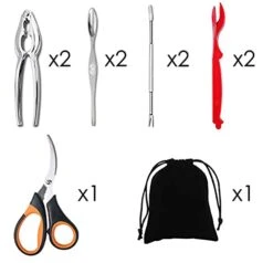 Artcome Seafood Tools Set - 2 Crab Crackers, 2 Lobster Shellers, 2 Seafood Forks, 2 Wide Crab Forks, 1 Seafood Scissors And 1 Storage Bag -Peugeot Shop 41MWMsEDd3S