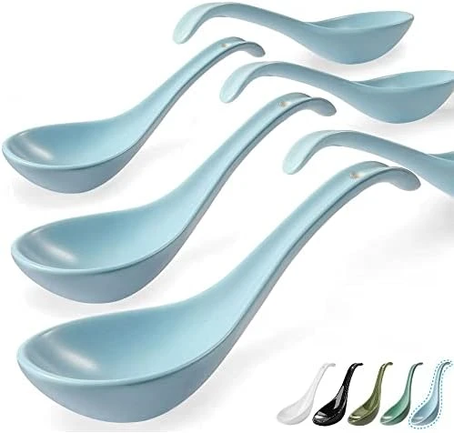 Bright White 6.75 Inch Asian Soup Spoons Set Of 6, Ultra-fine Porcelain Tablespoon, Chinese/Japanese Kitchen Soup Spoons For Cereal, Small Spoons For Ramen Pho - Deep Oval Hook Design 6 Bright White 6.75 Inch Asian Soup Spoons Set Of 6, Ultra-fine Porcelain Tablespoon, Chinese/Japanese Kitchen Soup Spoons For Cereal, Small Spoons For Ramen Pho - Deep Oval Hook Design - Image 6
