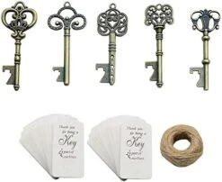 50pcs Rose Gold Skeleton Key Beer Bottle Opener With 100 Pcs Blank Card And 98 Feet Hemp Rope For Wedding Party Favors (mixed 5 Styles Rose Gold) -Peugeot Shop 41MbwzMx0L. AC