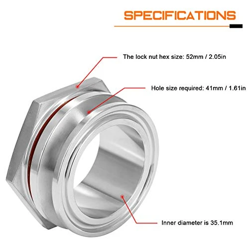 Semfeil Brew Bulkhead Compression Fitting 1.5” Tri Clamp Weldless Bulkehad 304 Stainless Steel Homebrew Kettle Bulkhead 3 Semfeil Brew Bulkhead Compression Fitting 1.5” Tri Clamp Weldless Bulkehad 304 Stainless Steel Homebrew Kettle Bulkhead - Image 3