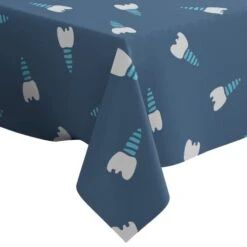 Dental Implant Doodle Pattern Pattern - Rectangle Oblong Linen Tablecloth, 52" X 70" Inches Washable Decorative Table Cloth