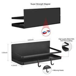 2 Pack Magnetic Spice Rack, Refrigerator Organizer Shelf, Side Wall Refrigerator Storage For Spices, Utensils Or Plates, Works As Strong Magnetic Shelf With 4 Hooks Organization For Home And Kitchen -Peugeot Shop 41MoBQ49txL
