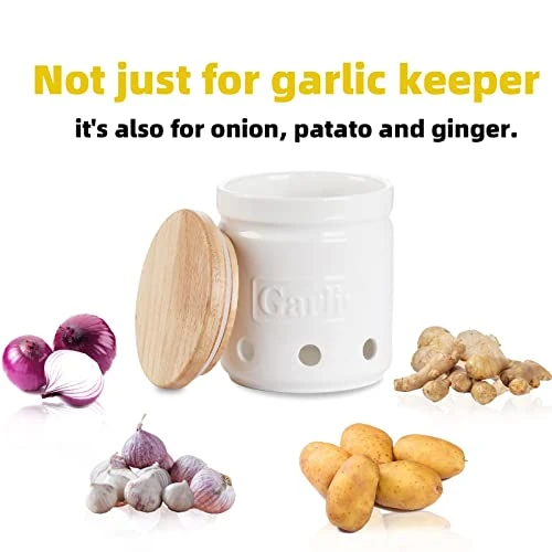 Porcelain Garlic Keeper With Lid, Ceramic Garlic Saver 4.3-Inch (White) 3 Porcelain Garlic Keeper With Lid, Ceramic Garlic Saver 4.3-Inch (White) - Image 3