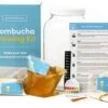Joshua Tree Kombucha Complete Starter Kit – Kombucha SCOBY With Strong Starter Tea, 1 Gallon Glass Fermenting Jar, Cloth Cover, Temperature Strip, PH Test Strips, Step-by-Step Brewing Instructions