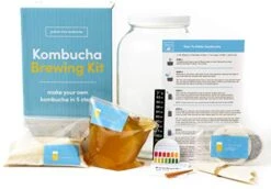 Joshua Tree Kombucha Complete Starter Kit – Kombucha SCOBY With Strong Starter Tea, 1 Gallon Glass Fermenting Jar, Cloth Cover, Temperature Strip, PH Test Strips, Step-by-Step Brewing Instructions