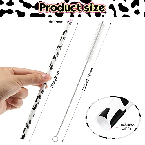 Animal Print Tall Straw Set Reusable Plastic Straws Cow Print Straws Black And White Tumbler Plastic Straw Fun Reusable Drinking Straws And 2 Cleaning Brushes For Birthday Party Supplies (26) 3 Animal Print Tall Straw Set Reusable Plastic Straws Cow Print Straws Black And White Tumbler Plastic Straw Fun Reusable Drinking Straws And 2 Cleaning Brushes For Birthday Party Supplies (26) - Image 3