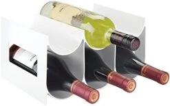 Plastic Free-Standing Water Bottle Organization/Wine Rack Storage Organizer For Kitchen Countertops, Cabinet, Bin, Pantry, Fridge, Refrigerator, 3 Tiers, 9 Bottles, Lumiere Collection - White -Peugeot Shop 41Mzm yVsUL. AC