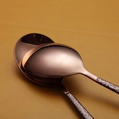 Dinner Spoon Set Of 4 With Moon Surface Handle And Shiny Rose Gold Mouth, Stainless Steel Copper Spoons Silverware Set Dishwasher Safe 15 Dinner Spoon Set Of 4 With Moon Surface Handle And Shiny Rose Gold Mouth, Stainless Steel Copper Spoons Silverware Set Dishwasher Safe -Peugeot Shop 41N4pFplFgS