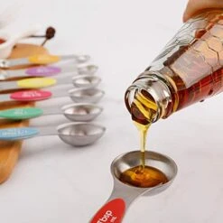 Magnetic Measuring Spoons Set Of 9 Stainless Steel Stackable Dual Sided Teaspoon Tablespoon For Measuring Dry And Liquid Ingredients Fits In Spice Jars -Peugeot Shop 41NBZ86wEYL