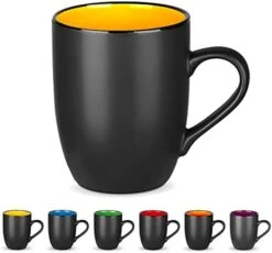 6 Pack Large Coffee Mug Set 16 Ounces, Matte Black Porcelain Mug Large-sized Ceramic Restaurant Drinking Cups For Coffee, Tea, Juice, Cocoa -Peugeot Shop 41NCEsf6L1S. AC