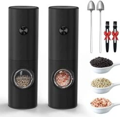 Electric Pepper Grinder, Battery Operated Automatic Salt And Pepper Grinder Set Mill, Adjustable Coarseness One-hand Button Control, 2 Packs -Peugeot Shop 41NEgDo1wlL. AC