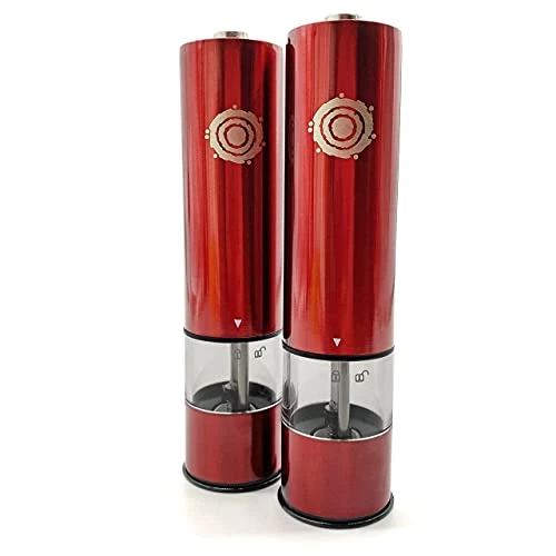 Ed Electric Salt And Pepper Grinder Set (2 Mills) | Red Automatic Adjustable Shaker | Battery Operated Spice Mill | Stylish Kitchen Accessory | Adjustable Coarseness Ceramic Burrs | LED Light 2 Ed Electric Salt And Pepper Grinder Set (2 Mills) | Red Automatic Adjustable Shaker | Battery Operated Spice Mill | Stylish Kitchen Accessory | Adjustable Coarseness Ceramic Burrs | LED Light - Image 2
