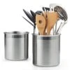 Cook N Home Stainless Steel Utensil Holder Jumbo 2PC Set, 5.5-inch X 6.3-inch And 6.3-inch X 7.08-inch, Silver