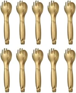 10 X Flatware Food Serving Tongs 8 Inch Fork Spoon Design Stainless Steel Dinner Buffet Tongs - Rosegold -Peugeot Shop 41NL5wrOZL. AC