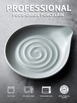 Spoon Rest For Kitchen Countertop Porcelain Spoon Holder For Stove Top Large Holder For Spatula, Spoons Or Tongs, Framhouse Decor, Mothers Day Gifts, Gray -Peugeot Shop 41NNinzXh2L