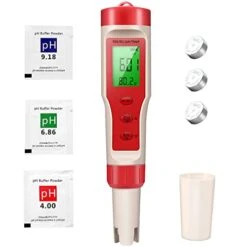4-in-1 Digital PH Meter With PH/TDS/EC/Temp Function For Water Hydroponics, 0-14 Range ±0.1 PH Accuracy Water Quality Tester With Backlit For Nutrients Growing, Indoor Garden, Brewing, Pool, Aquarium
